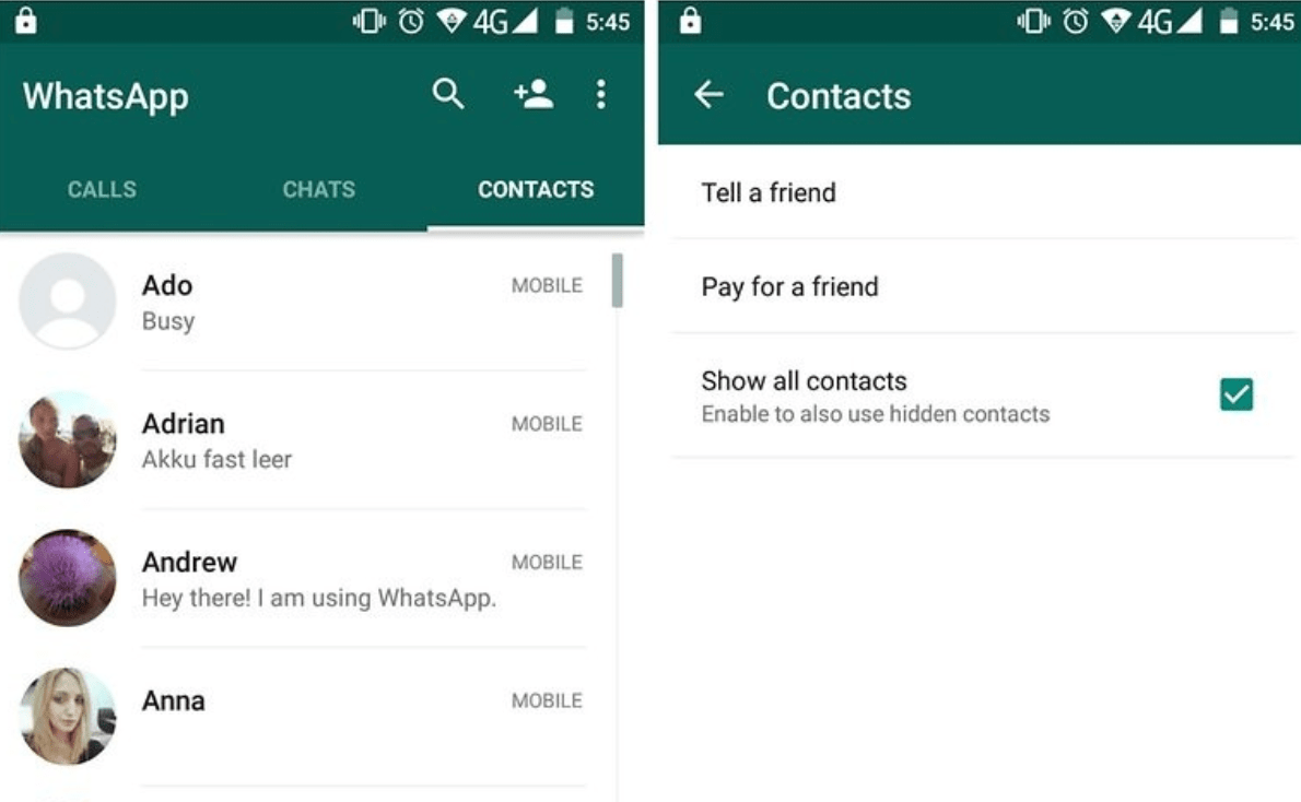 Добавление контакта в чат WhatsApp.
