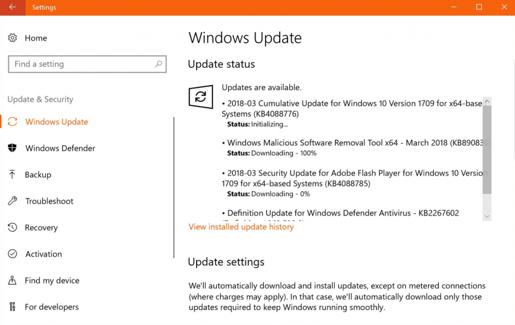 Установка накопительного обновления Windows 10 KB4054517