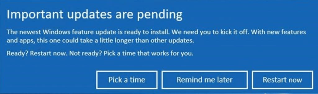Important Updates are pending: Windows 10 Arpil