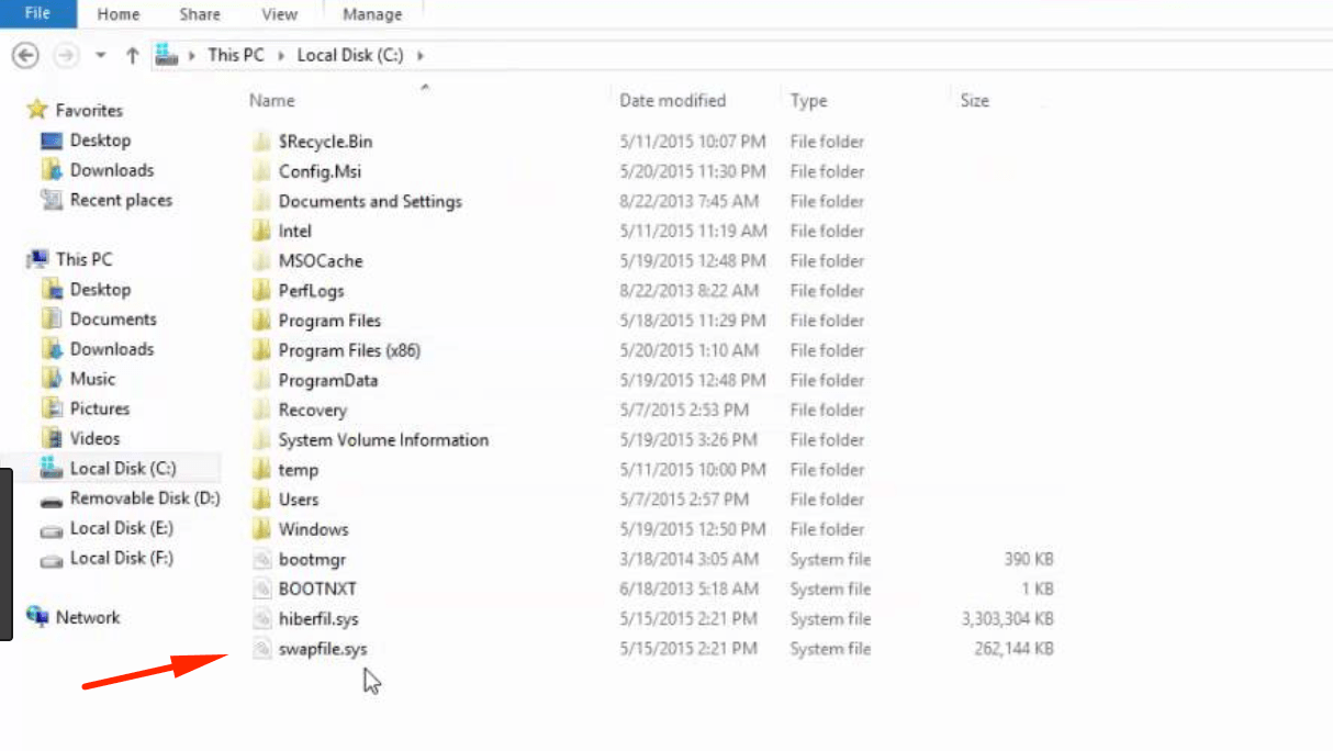 Расположение файла подкачки в Windows