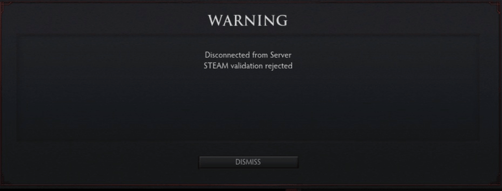 Предупреждение Steam Validation Rejected