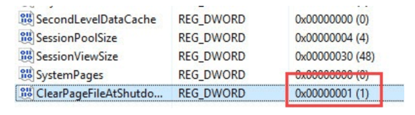 Очистка файла подкачки при отключении Windwos